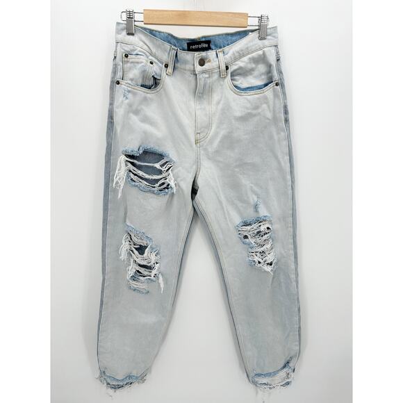 Retrofete Maggie Ripped Straight Leg Light Wash Blue Jeans Women's Size 29 - Picture 1 of 11